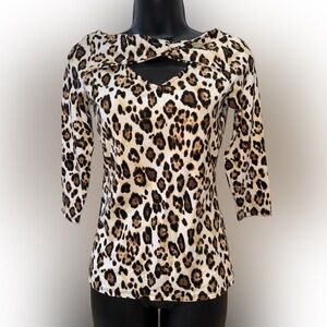Guess Animal Print Top with Cut-Out Design